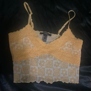 Cropped Orange Patterned Cami Tank Top